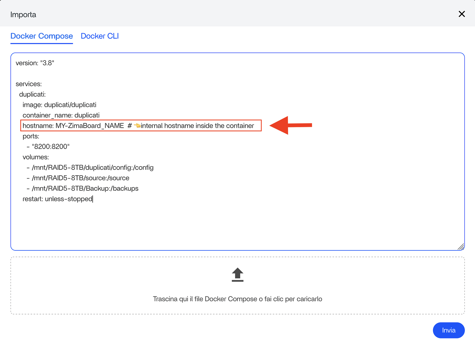 Docker compose import
