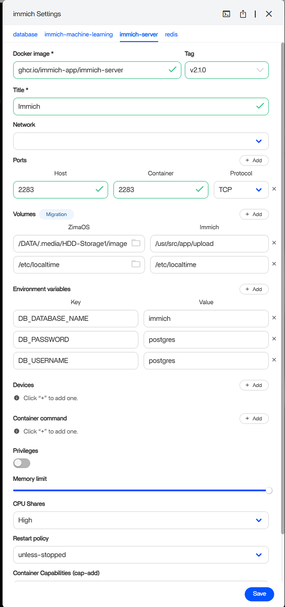 immich Settings_HDDinstall